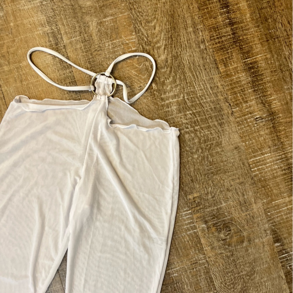 White Sheer Cut Out Mesh Pants - Picture 3 of 4